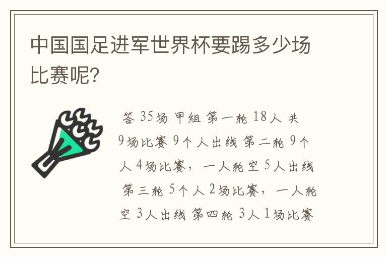 中国国足进军世界杯要踢多少场比赛呢?