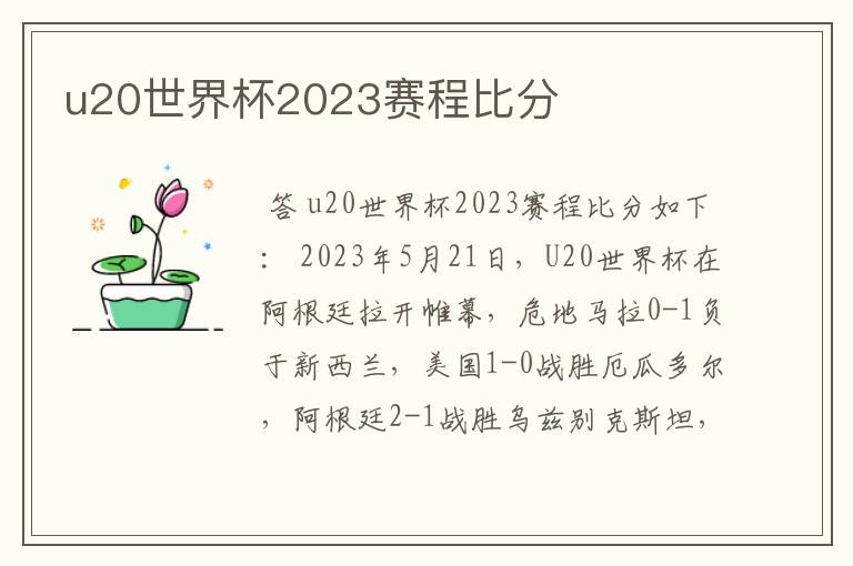 u20世界杯2023赛程比分