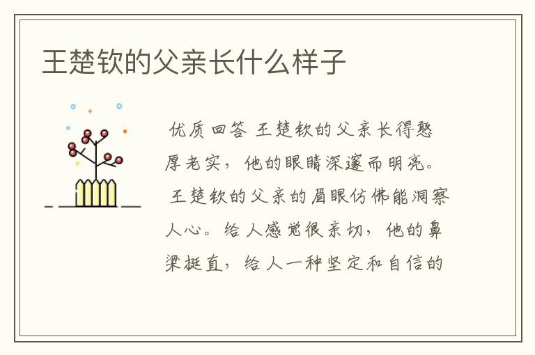 王楚钦的父亲长什么样子
