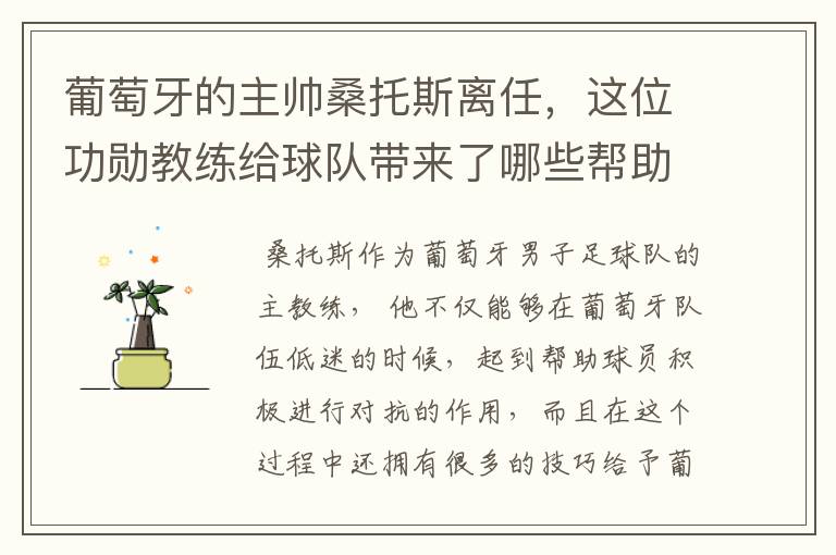 葡萄牙的主帅桑托斯离任,这位功勋教练给球队带来了哪些帮助?