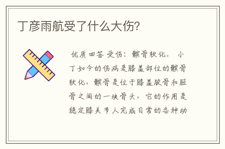 丁彦雨航受了什么大伤?