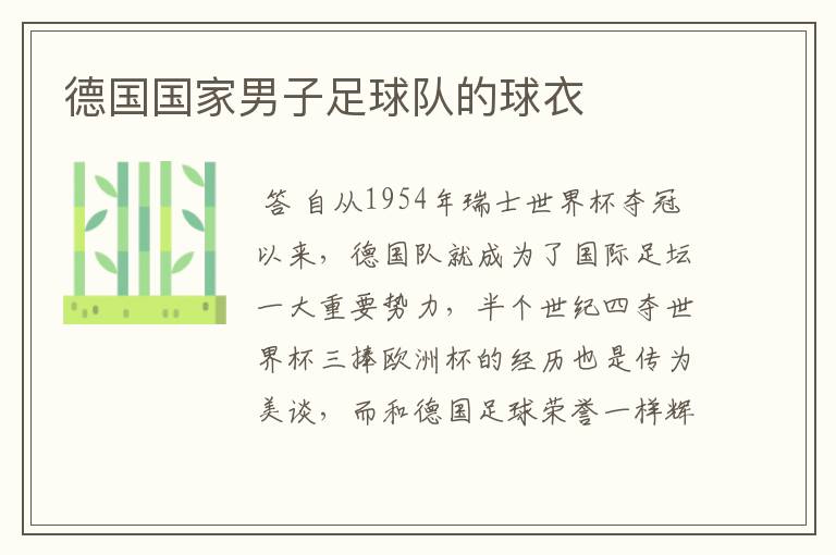 德国国家男子足球队的球衣