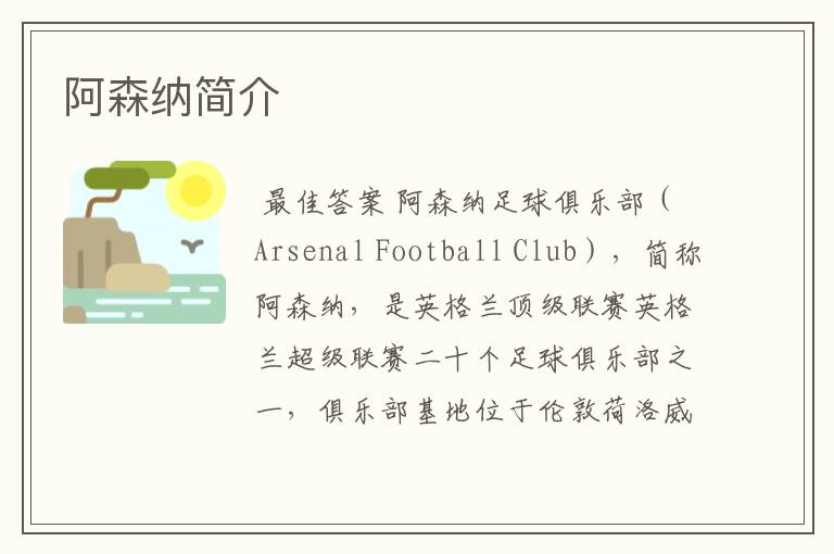 阿森纳简介