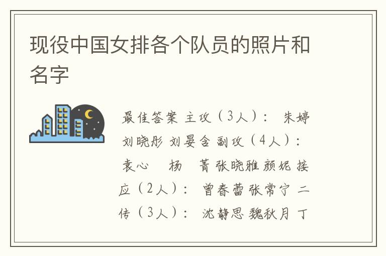 现役中国女排各个队员的照片和名字