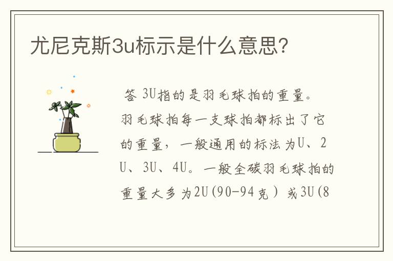 尤尼克斯3u标示是什么意思?