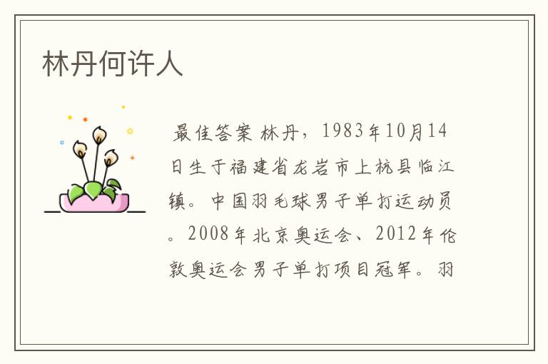 林丹何许人
