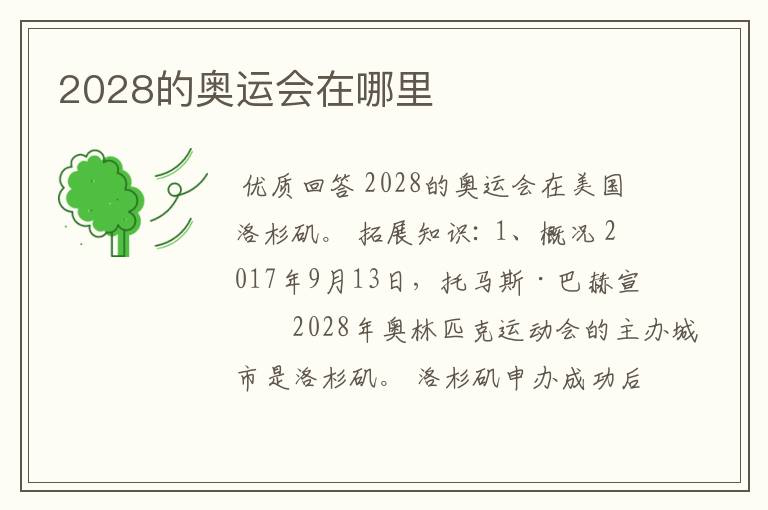 2028的奥运会在哪里