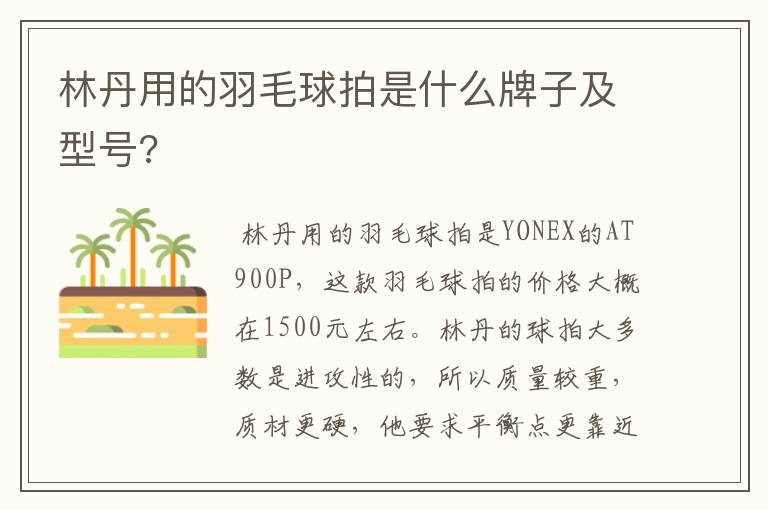林丹用的羽毛球拍是什么牌子及型号?