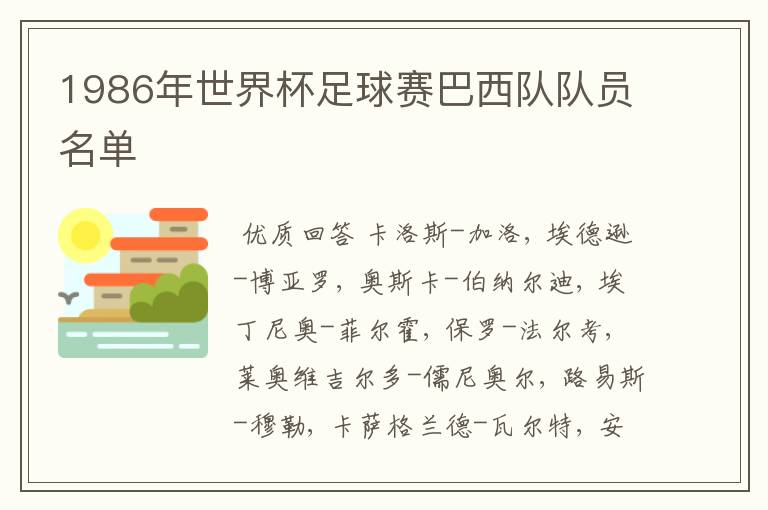 1986年世界杯足球赛巴西队队员名单