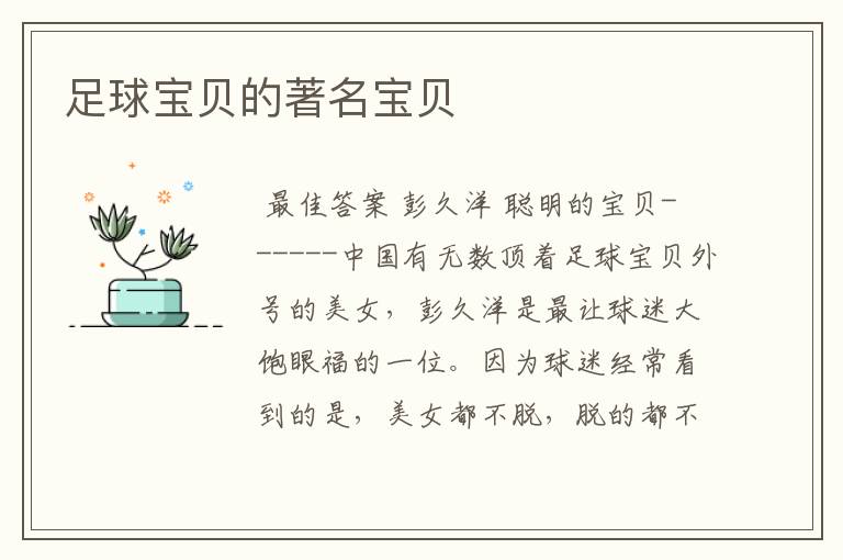 足球宝贝的著名宝贝