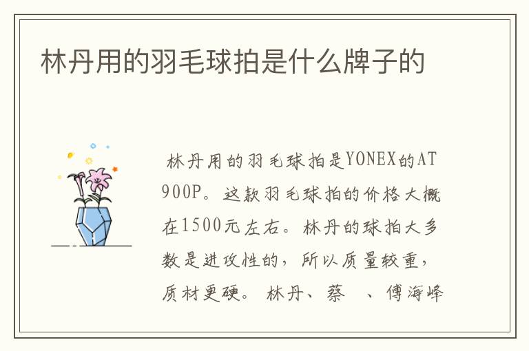 林丹用的羽毛球拍是什么牌子的