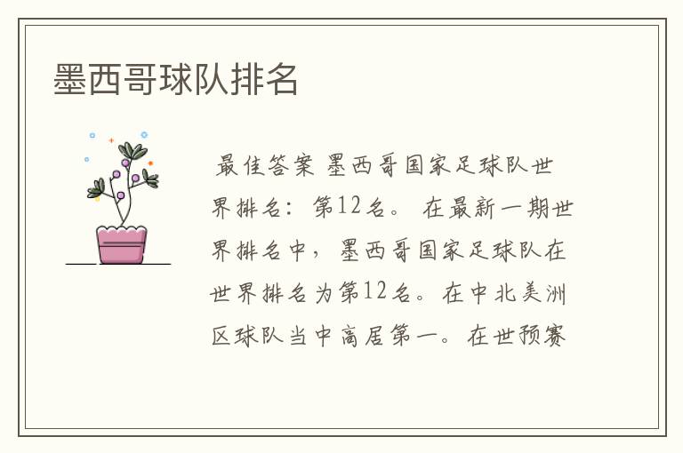 墨西哥球队排名