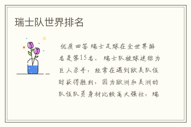 瑞士队世界排名
