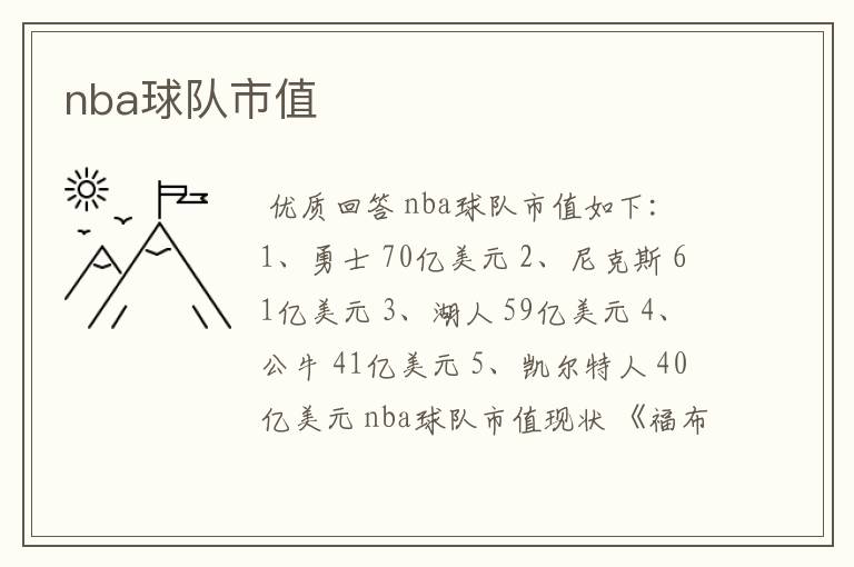 nba球队市值
