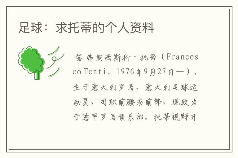 足球：求托蒂的个人资料