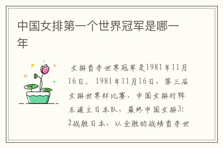 中国女排第一个世界冠军是哪一年