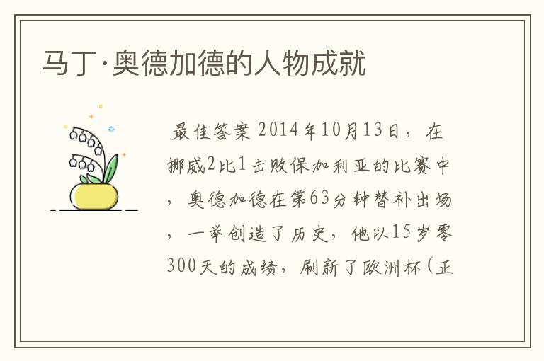 马丁·奥德加德的人物成就