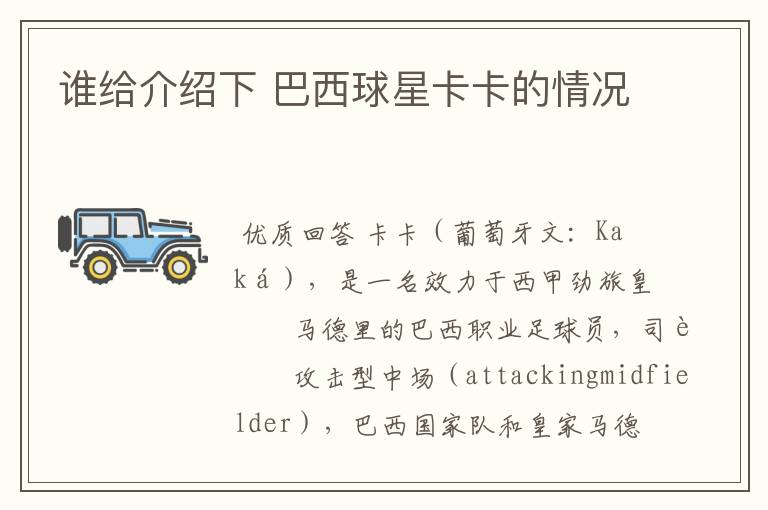 谁给介绍下 巴西球星卡卡的情况