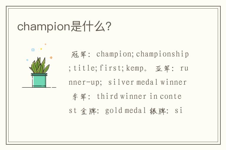 champion是什么?