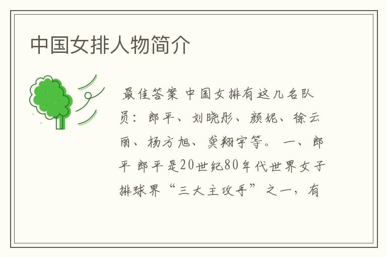 中国女排人物简介