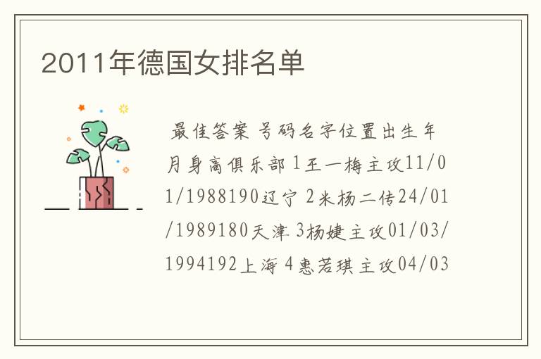 2011年德国女排名单