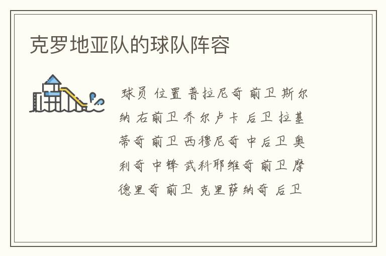 克罗地亚队的球队阵容