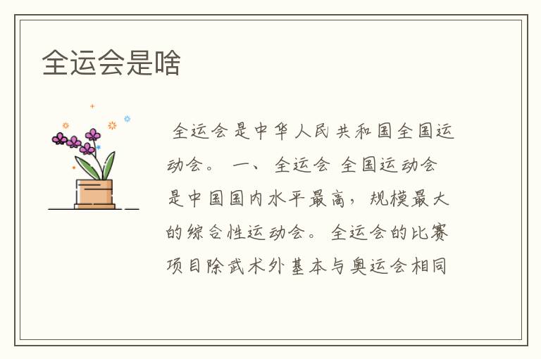 全运会是啥