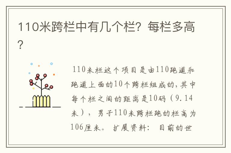 110米跨栏中有几个栏?每栏多高?