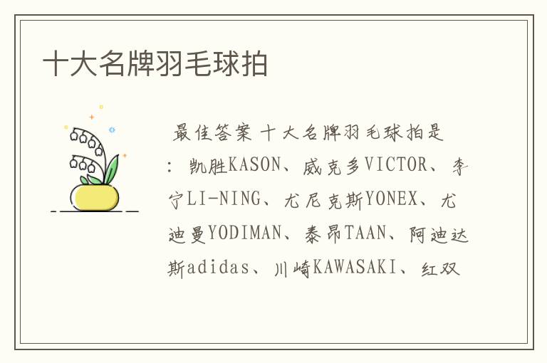 十大名牌羽毛球拍