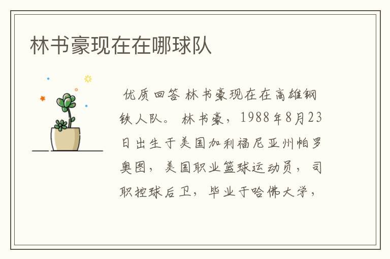 林书豪现在在哪球队
