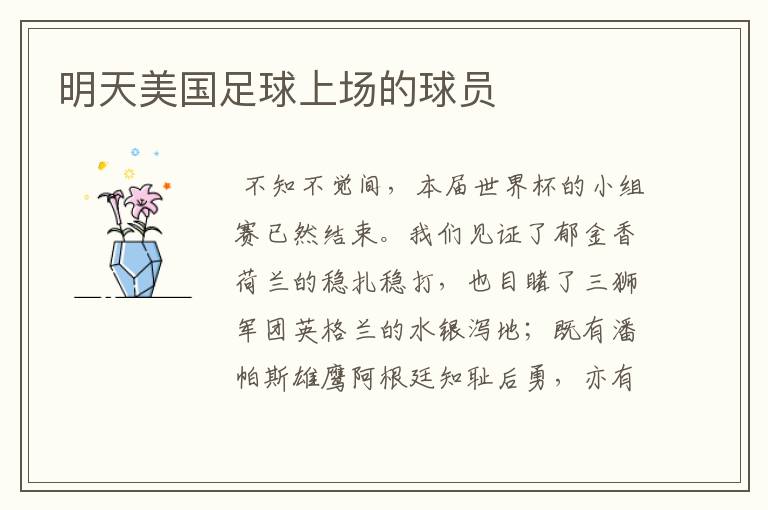 明天美国足球上场的球员