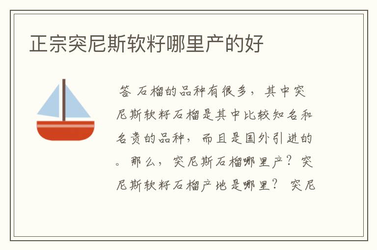 正宗突尼斯软籽哪里产的好