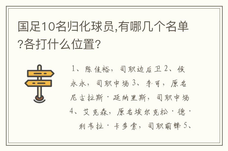 国足10名归化球员,有哪几个名单?各打什么位置?