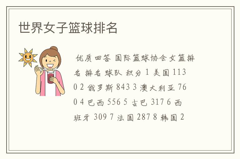 世界女子篮球排名