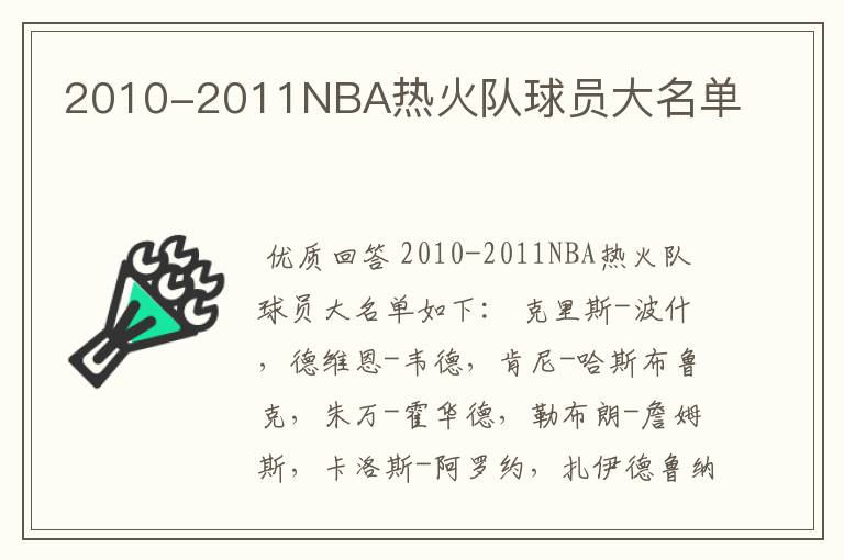 2010-2011NBA热火队球员大名单