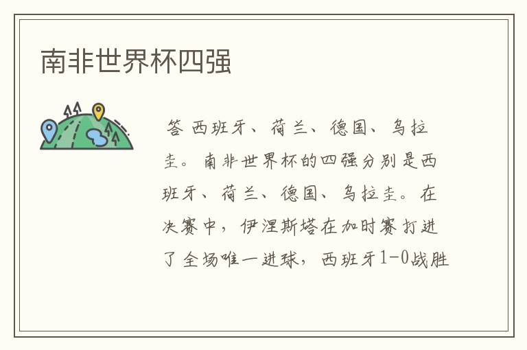 南非世界杯四强