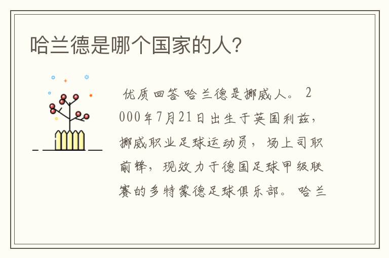 哈兰德是哪个国家的人?