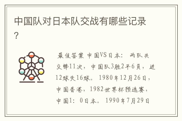 中国队对日本队交战有哪些记录?