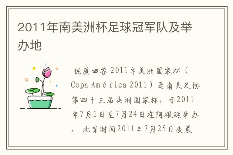 2011年南美洲杯足球冠军队及举办地