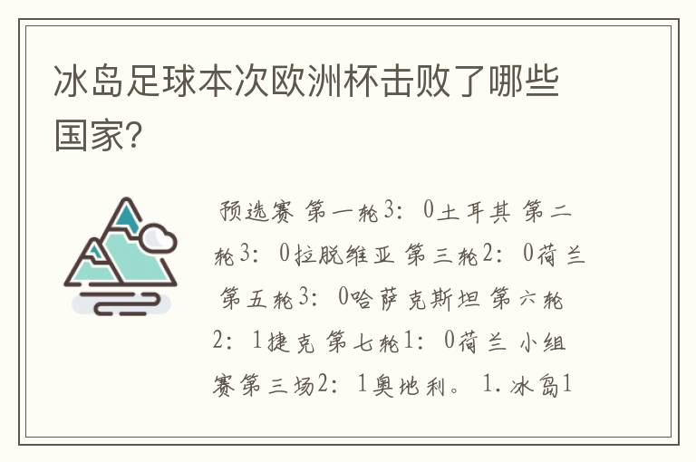 冰岛足球本次欧洲杯击败了哪些国家?