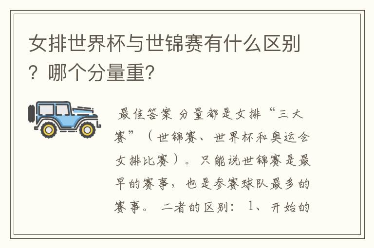 女排世界杯与世锦赛有什么区别?哪个分量重?
