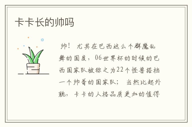 卡卡长的帅吗