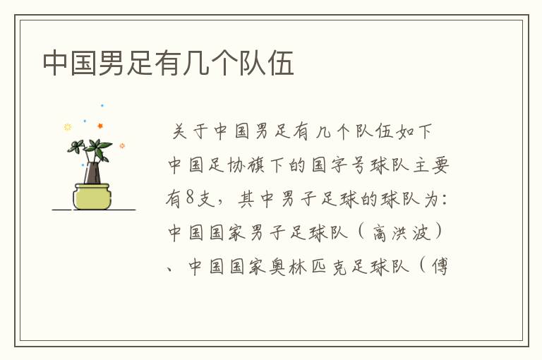 中国男足有几个队伍