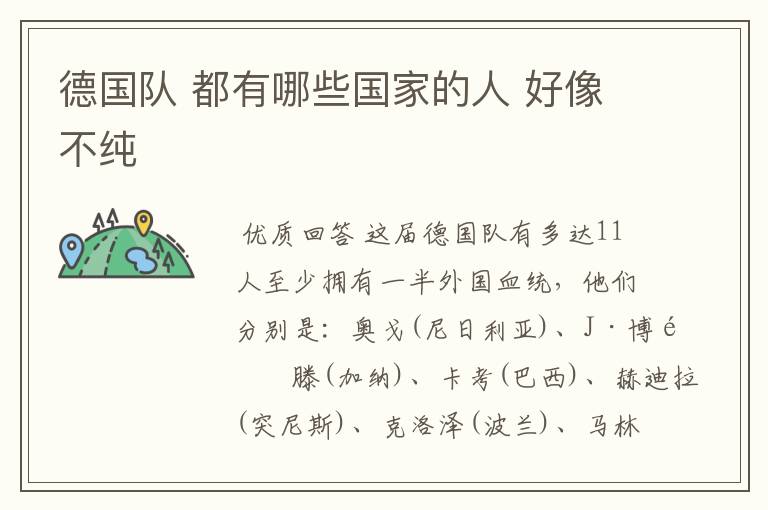 德国队 都有哪些国家的人 好像不纯