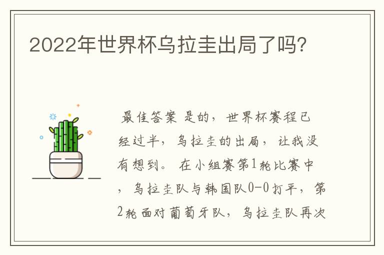 2022年世界杯乌拉圭出局了吗？