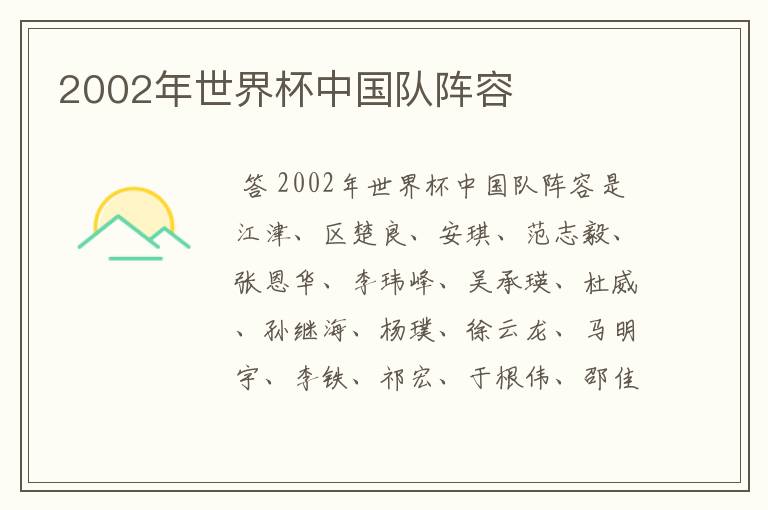 2002年世界杯中国队阵容
