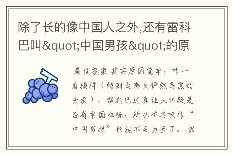 除了长的像中国人之外,还有雷科巴叫"中国男孩"的原因吗?
