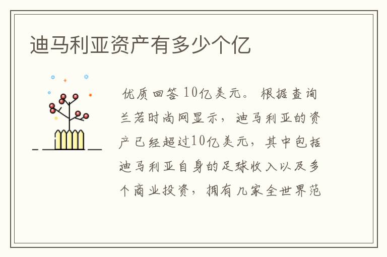 迪马利亚资产有多少个亿