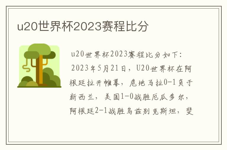u20世界杯2023赛程比分