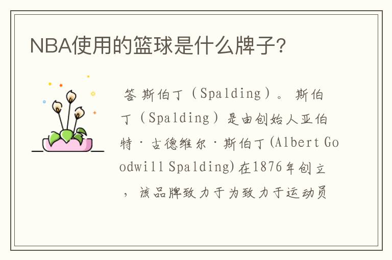 NBA使用的篮球是什么牌子?